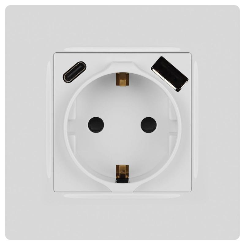 Розетка со шторками с USB type-A+C Эра 12-4108-01 Б0067752