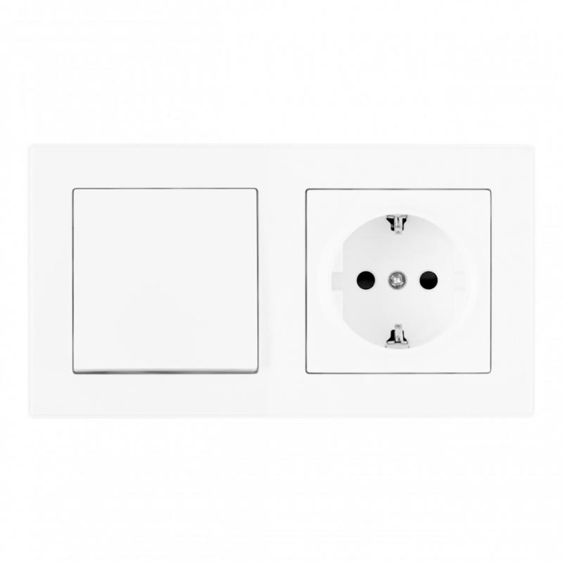 Выключатель одноклавишный с розеткой Arte Milano SET06-2-30-1-40-1 White