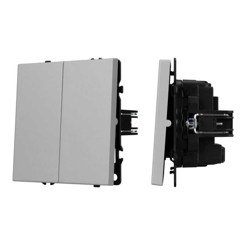 Механизм выключателя двухклавишный перекрёстный Arlight SWT-NOBE-MKX2-SFPL-IS (230V, 10A) (Никель) 061794