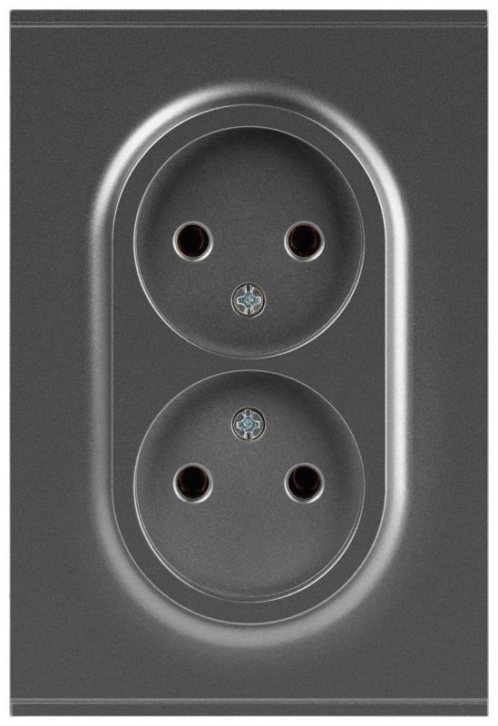 Розетка Эра Arktik 16-2107-06 без заземления двойная 2X2P 16А-250В графит Б0071686