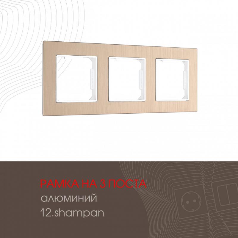 Рамка трехместная Arte Milano 503.12-3.shampan