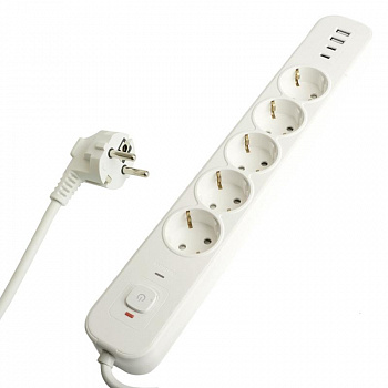 Сетевой фильтр 5-местный с/з и 2 USB-A+2 Type-C 4 Stekker Nova HM21-51-05 50104
